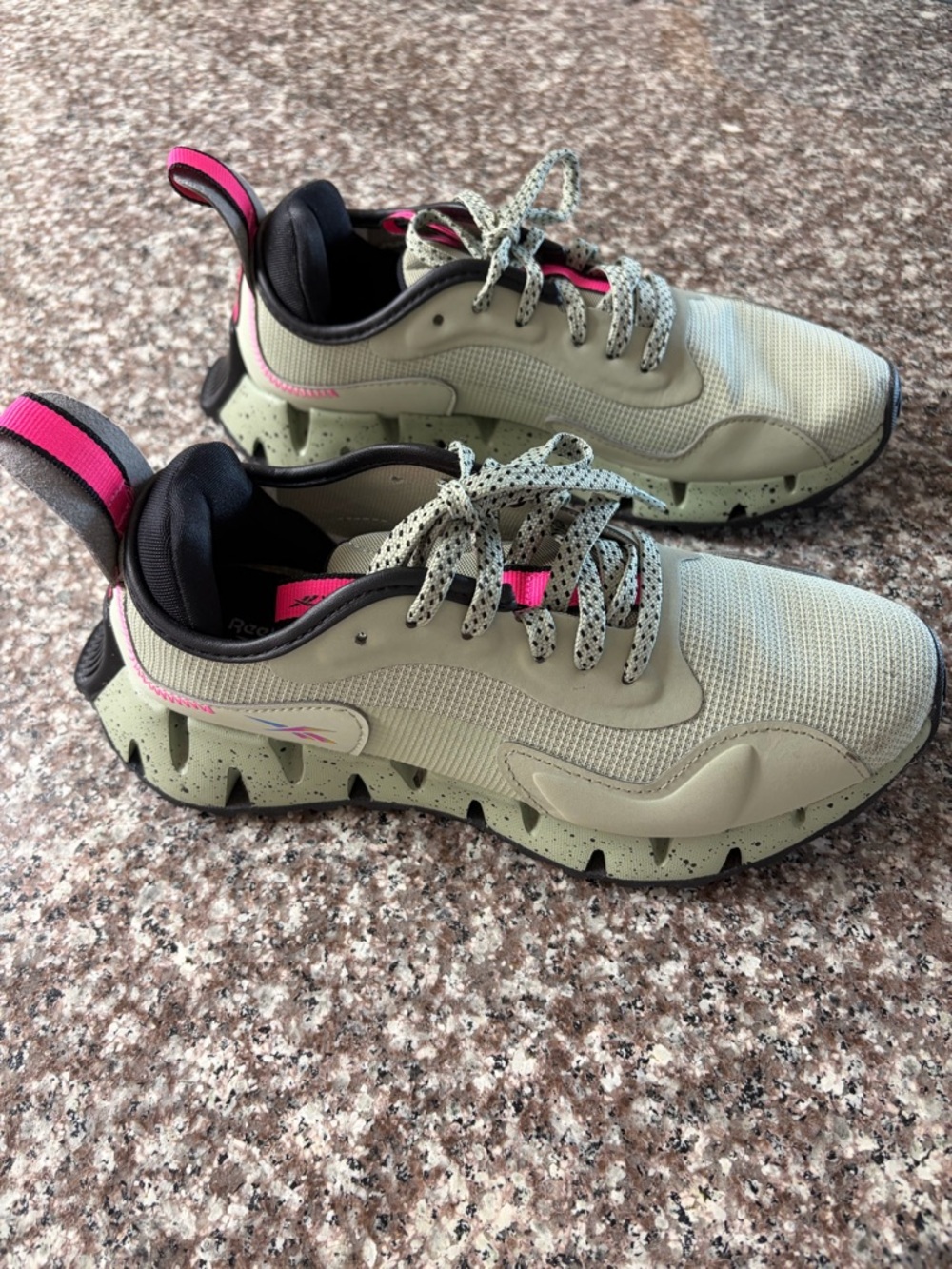 Reebok Black and Olive Low-Top Ortholite Sneaker